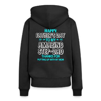 Stiefvater - Frauen Premium Bio Hoodie - Schwarz - Hinten - Julia (174cm)