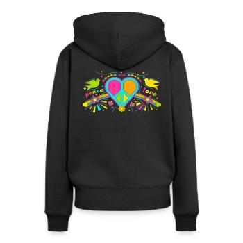Hippie Festival Frieden Friedensbewegung - Frauen Premium Bio Hoodie - Schwarz - Hinten - Julia (174cm)