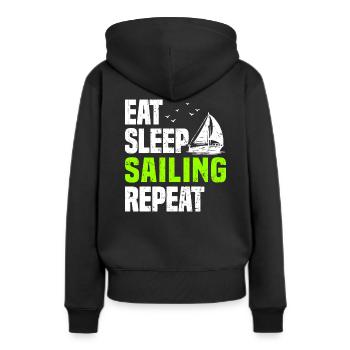Segelschiff - Frauen Premium Bio Hoodie - Schwarz - Hinten - Julia (174cm)