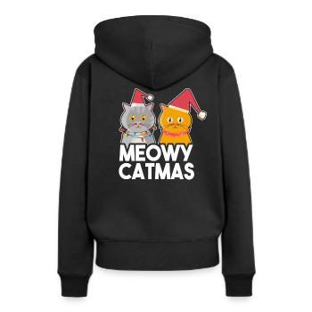 Chat de Noël chaton kitty chat ami - Sweat à capuche Premium bio Femme - noir - Dos - Julia (174cm)