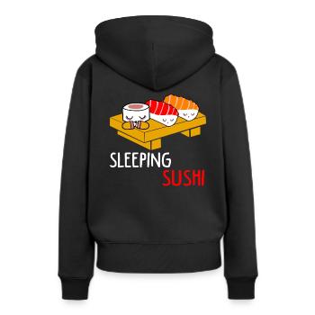 Sushi - Frauen Premium Bio Hoodie - Schwarz - Hinten - Julia (174cm)