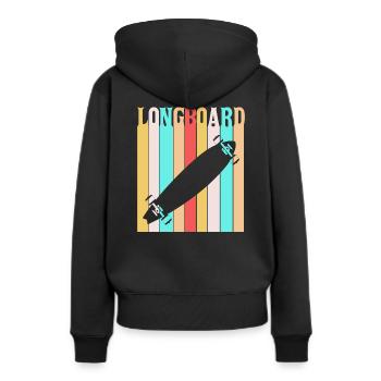 Longboard - Frauen Premium Bio Hoodie - Schwarz - Hinten - Julia (174cm)