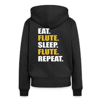 Flöte Blasinstrument Musikinstrument - Frauen Premium Bio Hoodie - Schwarz - Hinten - Julia (174cm)
