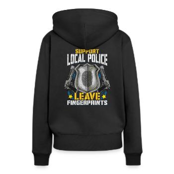 Police policière - Sweat à capuche Premium bio Femme - noir - Dos - Julia (174cm)