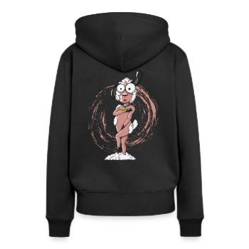 mouton rasé nu - Sweat à capuche Premium bio Femme - noir - Dos - Julia (174cm)