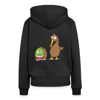 Oiseau kiwi et fruit kiwi - Sweat à capuche Premium bio Femme - noir - Dos - Julia (174cm)
