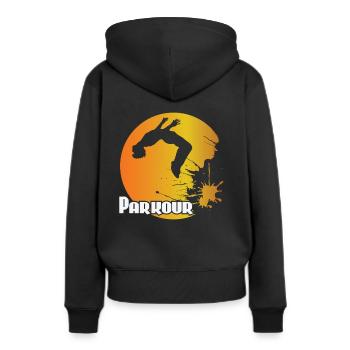 Parkour Backflip - Frauen Premium Bio Hoodie - Schwarz - Hinten - Julia (174cm)