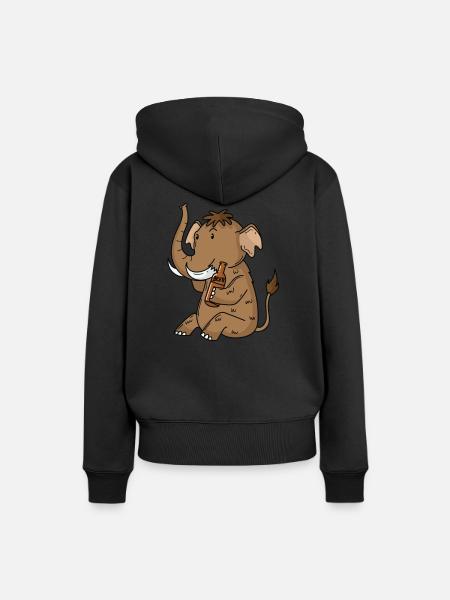 Mammut mit einem Bier - Frauen Premium Bio Hoodie - Schwarz