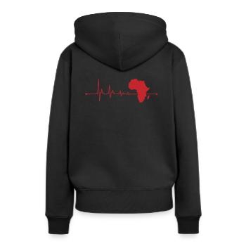 Battement de cœur pour l’Afrique Heartline Continent - Sweat à capuche Premium bio Femme - noir - Dos - Julia (174cm)