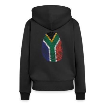 Fingerabdruck Südafrika D.N.A. Kontinent - Frauen Premium Bio Hoodie - Schwarz - Hinten - Julia (174cm)