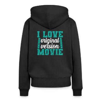 J’adore la traduction de films en version originale - Sweat à capuche Premium bio Femme - noir - Dos - Julia (174cm)