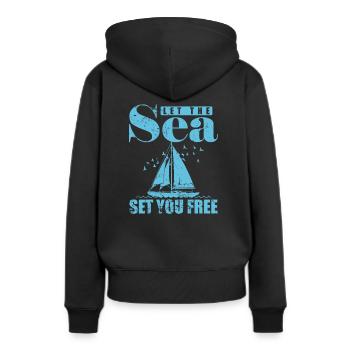 Laissez la mer vous mettre gratuitement au sport de voilier - Sweat à capuche Premium bio Femme - noir - Dos - Julia (174cm)