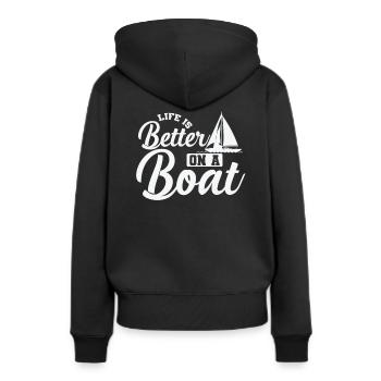 La vie est meilleure sur un bateau de sport de voilier - Sweat à capuche Premium bio Femme - noir - Dos - Julia (174cm)