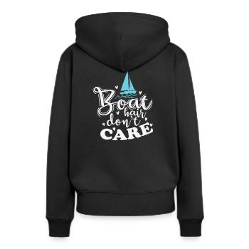 Boat Hair ne se soucie pas du sport de voilier - Sweat à capuche Premium bio Femme - noir - Dos - Julia (174cm)