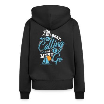 Mon voilier m’appelle Je dois y aller Voile - Sweat à capuche Premium bio Femme - noir - Dos - Julia (174cm)