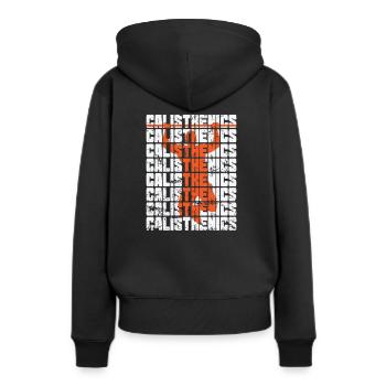 Calisthenics Klimmzugstange Fitness Workout - Frauen Premium Bio Hoodie - Schwarz - Hinten - Julia (174cm)