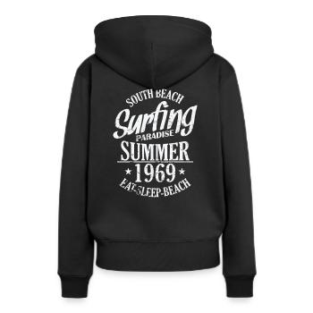 South Beach Surfing Paradise Été 1969 Surf - Sweat à capuche Premium bio Femme - noir - Dos - Julia (174cm)
