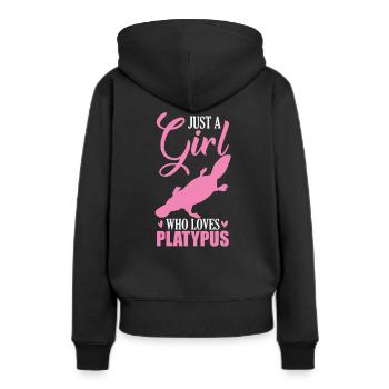 Just a Girl who loves Platypus Schnabeltier - Frauen Premium Bio Hoodie - Schwarz - Hinten - Julia (174cm)