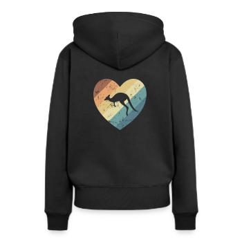 Cœur avec Kangourou Australie Outback Animal - Sweat à capuche Premium bio Femme - noir - Dos - Julia (174cm)