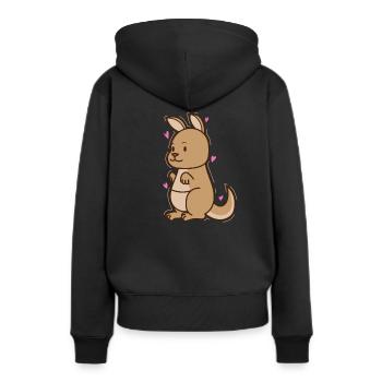 Kangourou en amour Australie Outback - Sweat à capuche Premium bio Femme - noir - Dos - Julia (174cm)