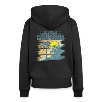California Los Angeles Summer Paradise USA - Frauen Premium Bio Hoodie - Schwarz - Hinten - Julia (174cm)