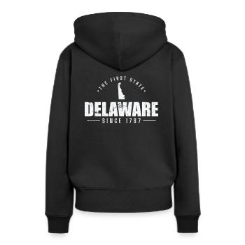 Delaware The First State since 1787 USA Amerika - Frauen Premium Bio Hoodie - Schwarz - Hinten - Julia (174cm)