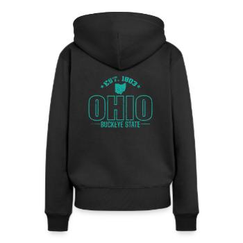 Ohio Est. Buckeye State États-Unis Amérique - Sweat à capuche Premium bio Femme - noir - Dos - Julia (174cm)