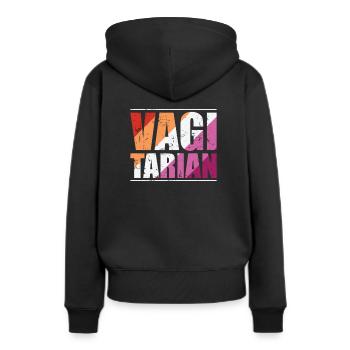 Vagitaire allusion de mot LGBT homosexuel - Sweat à capuche Premium bio Femme - noir - Dos - Julia (174cm)