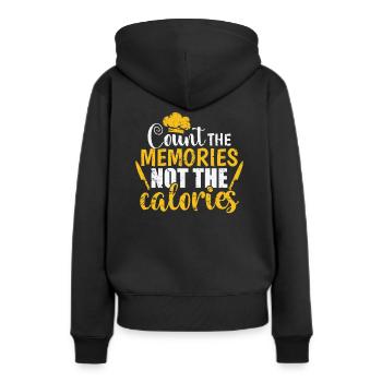 Count the Memories not the Calories Koch - Frauen Premium Bio Hoodie - Schwarz - Hinten - Julia (174cm)