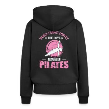 Les mots ne peuvent pas transmettre l’amour que j’ai pour le Pilates - Sweat à capuche Premium bio Femme - noir - Dos - Julia (174cm)