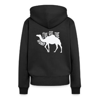 I've got the Hump Kamel Dromedar - Frauen Premium Bio Hoodie - Schwarz - Hinten - Julia (174cm)
