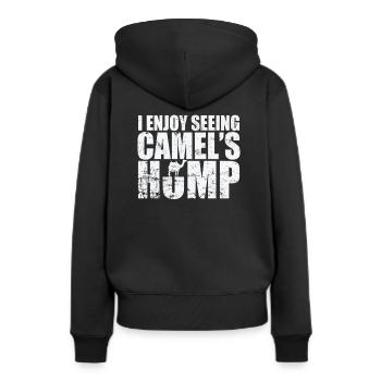 I enjoy seeing Camel's Hump Dromedar - Frauen Premium Bio Hoodie - Schwarz - Hinten - Julia (174cm)