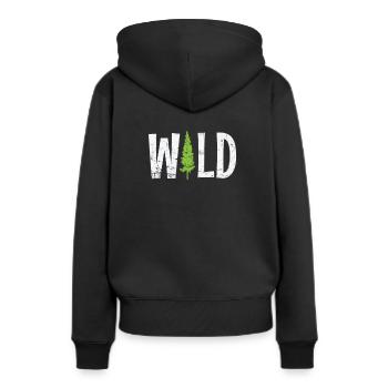 Wild Wald Baum Natur Blätter - Frauen Premium Bio Hoodie - Schwarz - Hinten - Julia (174cm)