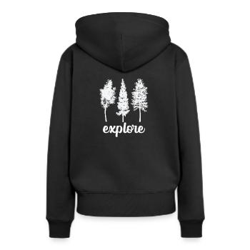 Explore Wald und Bäume Natur Blätter - Frauen Premium Bio Hoodie - Schwarz - Hinten - Julia (174cm)