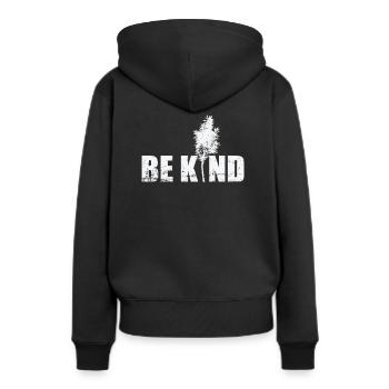 Be Kind Natur Wald Bäume Natur Blätter - Frauen Premium Bio Hoodie - Schwarz - Hinten - Julia (174cm)
