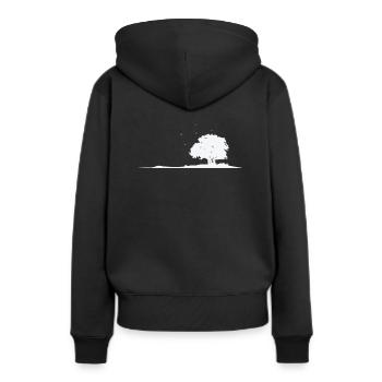 Baum auf dem Feld Natur Blätter - Frauen Premium Bio Hoodie - Schwarz - Hinten - Julia (174cm)