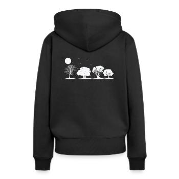 Bäume bei Vollmond Natur Wälder Blätter - Frauen Premium Bio Hoodie - Schwarz - Hinten - Julia (174cm)