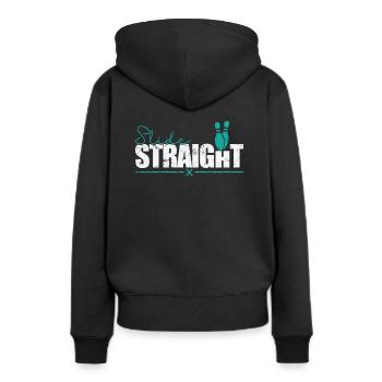 Slide Staight Bowling - Frauen Premium Bio Hoodie - Schwarz - Hinten - Julia (174cm)