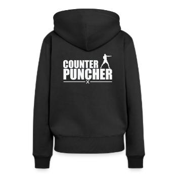 Counter Puncher Boxen - Frauen Premium Bio Hoodie - Schwarz - Hinten - Julia (174cm)