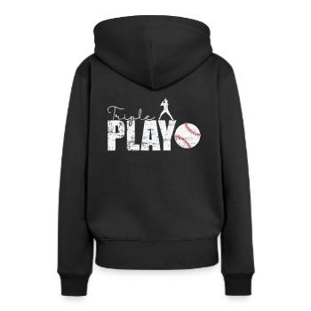 Triple Play Baseball - Frauen Premium Bio Hoodie - Schwarz - Hinten - Julia (174cm)
