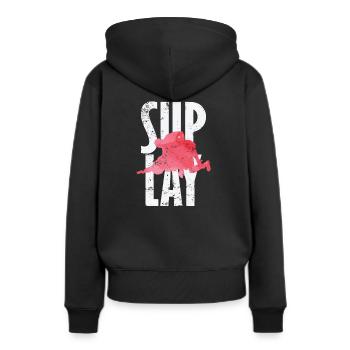 Slip lay Wrestling - Sweat à capuche Premium bio Femme - noir - Dos - Julia (174cm)