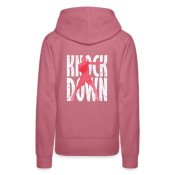 Knock Down Boxen - Frauen Premium Bio Hoodie - Malve - Hinten - Isabella (175cm)