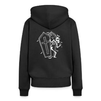 Squelette et cercueil horreur mélancolie - Sweat à capuche Premium bio Femme - noir - Dos - Julia (174cm)