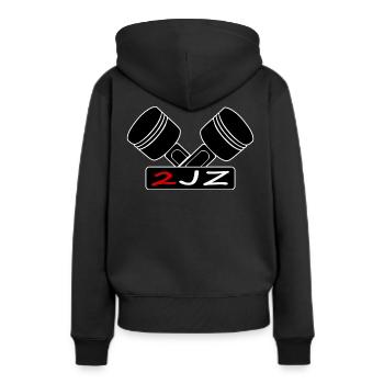 Écusson Pistons - Sweat à capuche Premium bio Femme - noir - Dos - Julia (174cm)