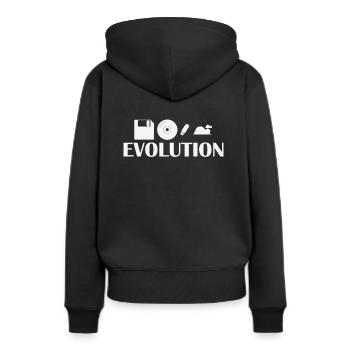 Evolution Disquette CD Clé USB Cloud - Sweat à capuche Premium bio Femme - noir - Dos - Julia (174cm)
