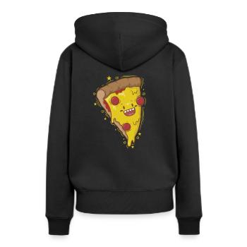 Salami Pizza freut sich - Frauen Premium Bio Hoodie - Schwarz - Hinten - Julia (174cm)