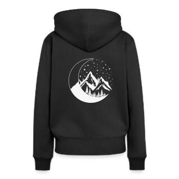 Montagnes et lune Ciel nocturne Orbe - Sweat à capuche Premium bio Femme - noir - Dos - Julia (174cm)