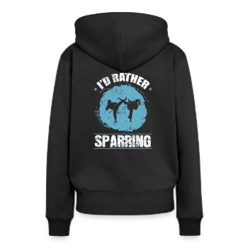 Je préfère le sparring au karaté - Sweat à capuche Premium bio Femme - noir - Dos - Julia (174cm)