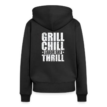 Grill Chill Labor Day Thrill - Frauen Premium Bio Hoodie - Schwarz - Hinten - Julia (174cm)
