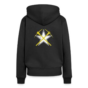Étoile avec pic minier - Sweat à capuche Premium bio Femme - noir - Dos - Julia (174cm)